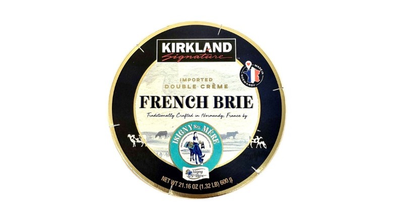 A beauty shot of Kirkland Signature Imported French Brie on a white background