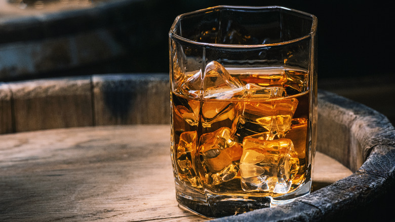 glass of single malt scotch on bar