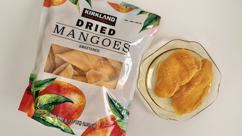 Kirkland sweetened dried mangoes on a plate