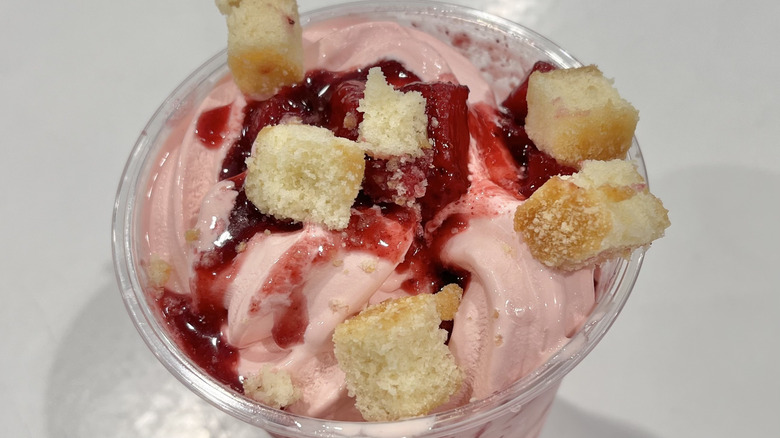 Close up of Costco ﻿strawberry shortcake sundae