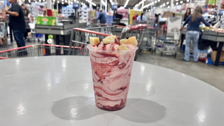 Costco strawberry shortcake sundae in the food court