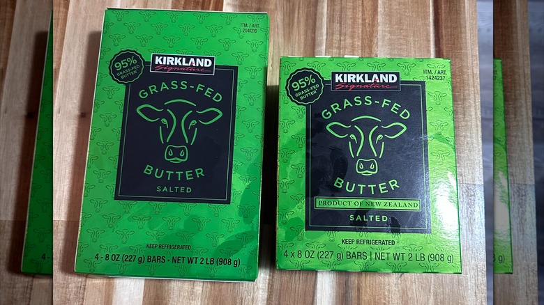 Side by side of old and new Costco Butter