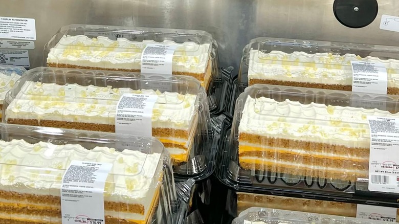 Pumpkin spice bar cakes on display at Costco