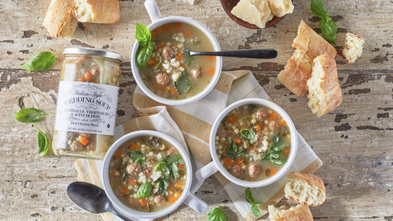Trader Joe's Italian-Style Wedding Soup with bread