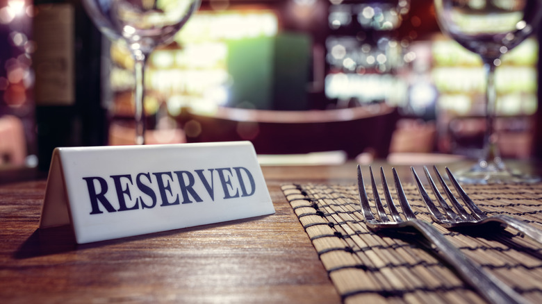 reserved placard on table