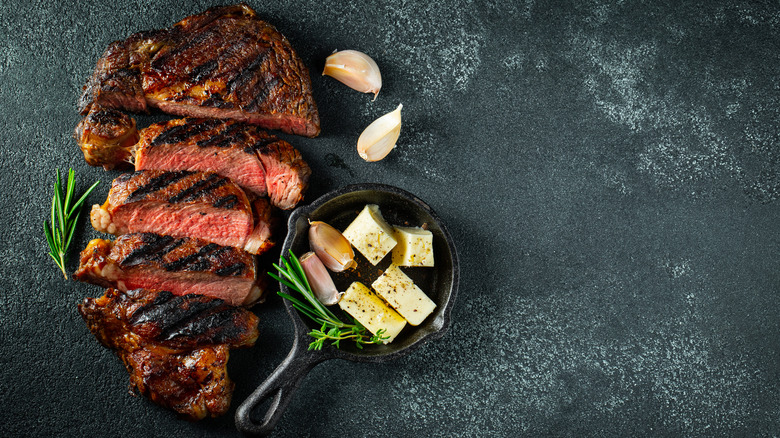 Grilled steak with butter ingredients