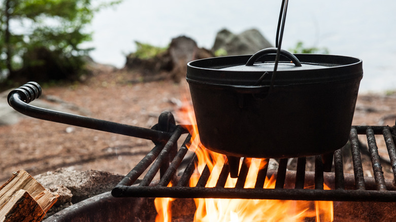 Dutch oven on an open fire