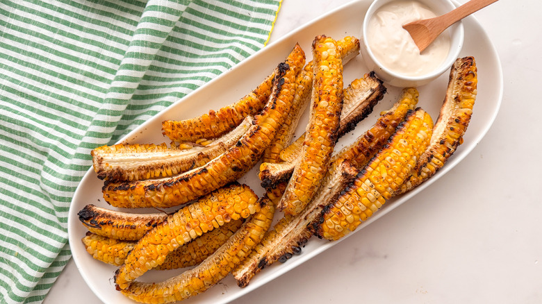 corn ribs on oval platter