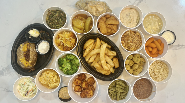 19 different Cracker Barrel side dishes in to-go containers