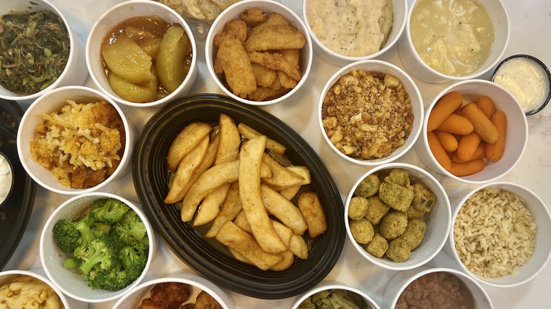 19 different Cracker Barrel side dishes in to-go containers