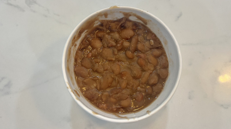 Cracker Barrel pinto beans in a to-go container