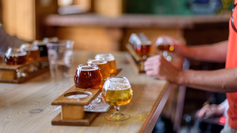 Flight of different craft beers