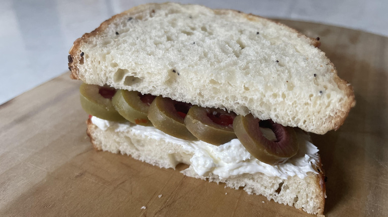 olive cream cheese sandwich