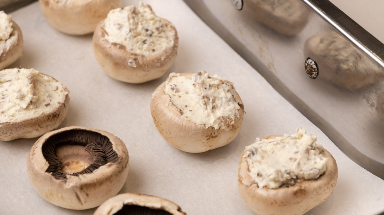 mushroom caps filled with cream cheese