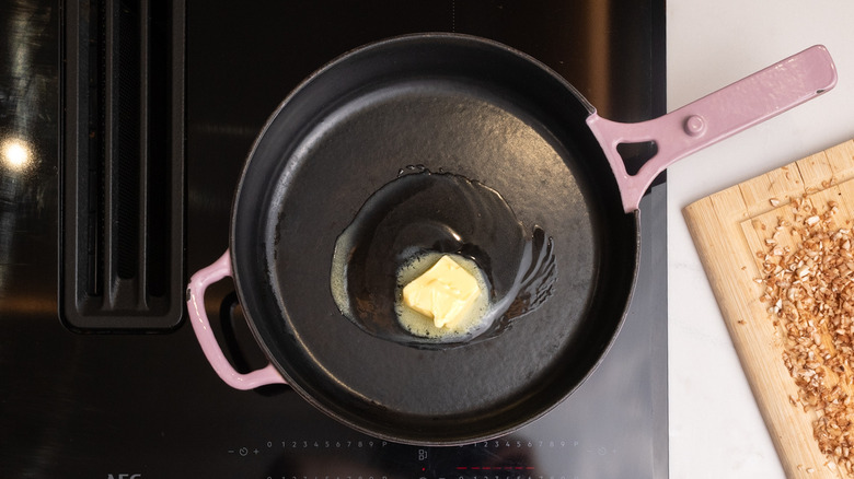 butter melting in pan on stovetop