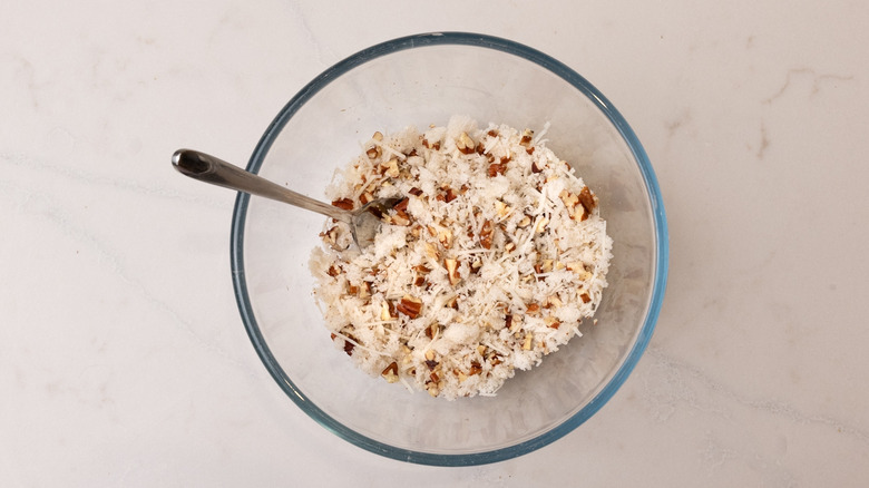 Stuffed mushroom topping in bowl