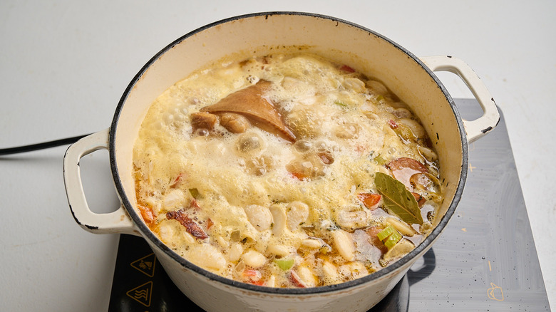 boiling ingredients in a pot