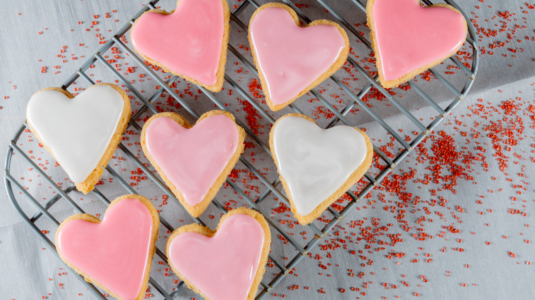 glossy heart cookies