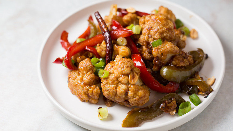 kung pao cauliflower on plate