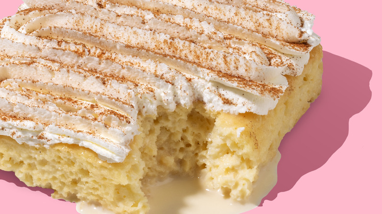 Close-up of Tres Leches Cake from Crumbl