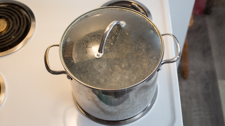 water boiling in medium pot