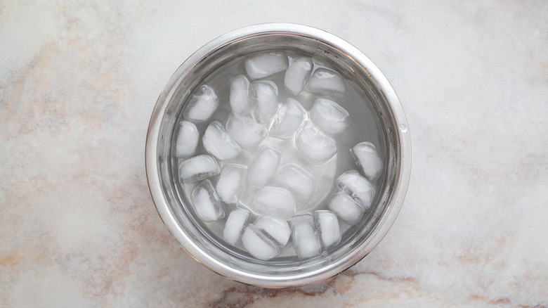 large bowl of ice water