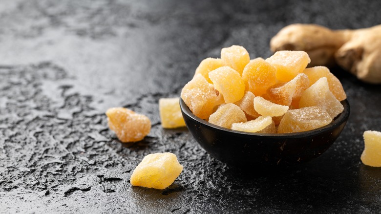 crystallized ginger served in a bowl