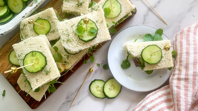 cucumber sandwich on plate