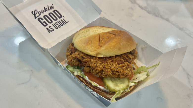 Culver's chicken sandwich in packaging