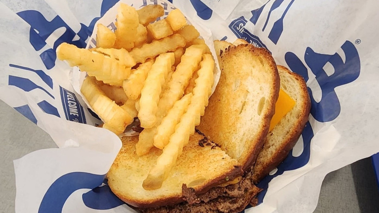 A sourdough melt and fries on the side from Culver's