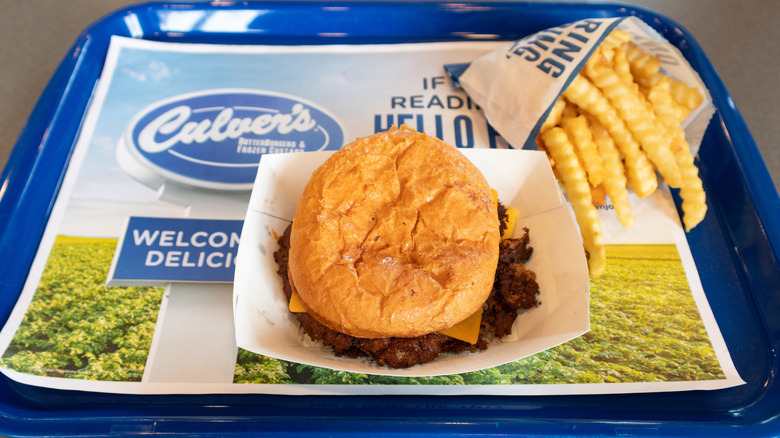 Orders of Culver's cheese fries and Butter Burger