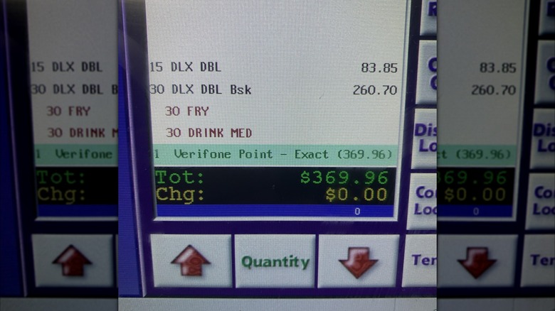 Picture of an order screen showing a large Culver's order, mirrored image