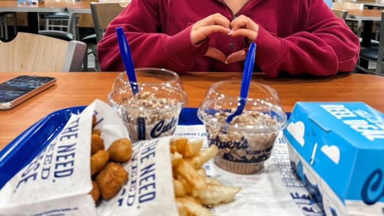 Culver's frozen custard with meal at restaurant