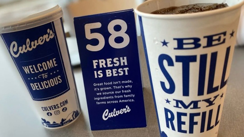 Two culver's cups sitting on a table