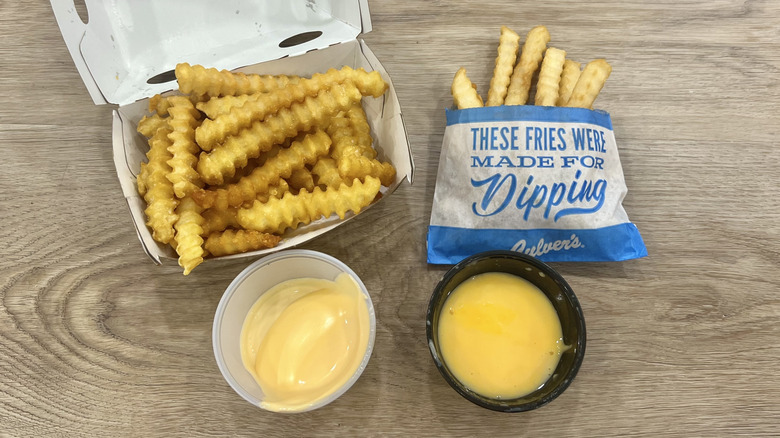French fries from Shake Shack and Culver's with cheese sauce.