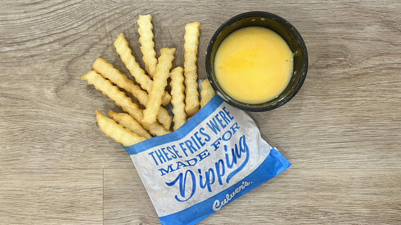 Culver's crinkle-cut fries with cheese sauce.
