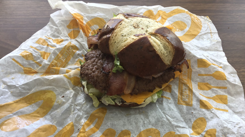 Culver's Roasted Garlic & Bacon Pub Burger on wrapper