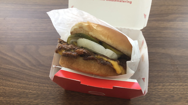 Close-up of Steak 'n Shake The Original Double 'N Cheese in box