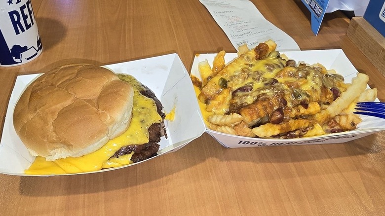 Culver's chili cheese fries and a butterburger