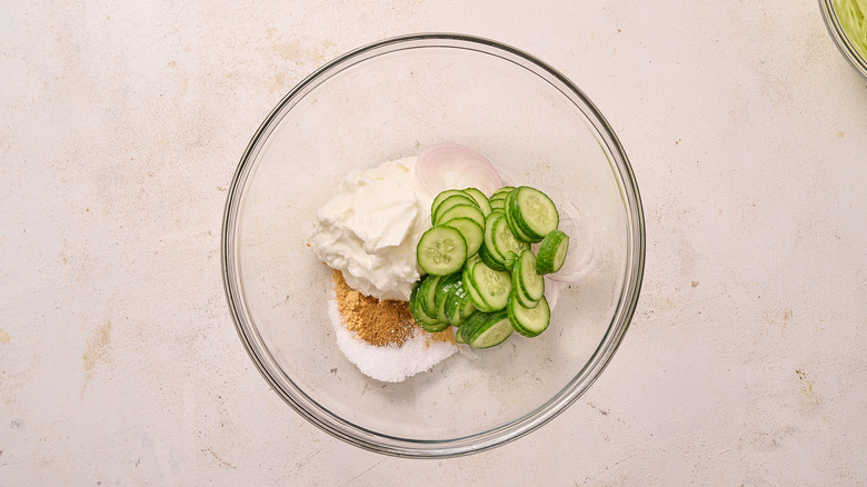 raita ingredients in a bowl