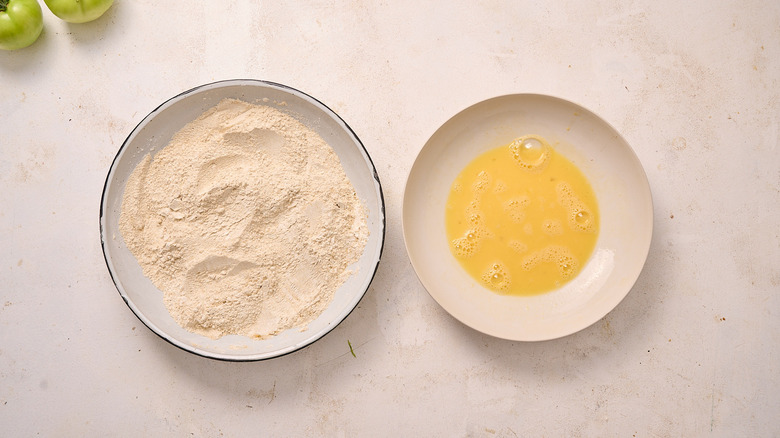 eggs and flour arranged side by side