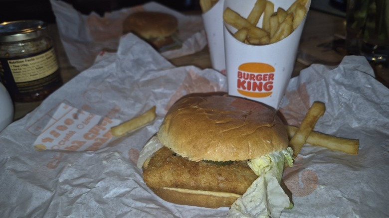 Burger King Big Fish on crumbled paper wrapping