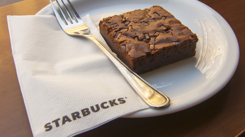 brownie with starbucks napkin