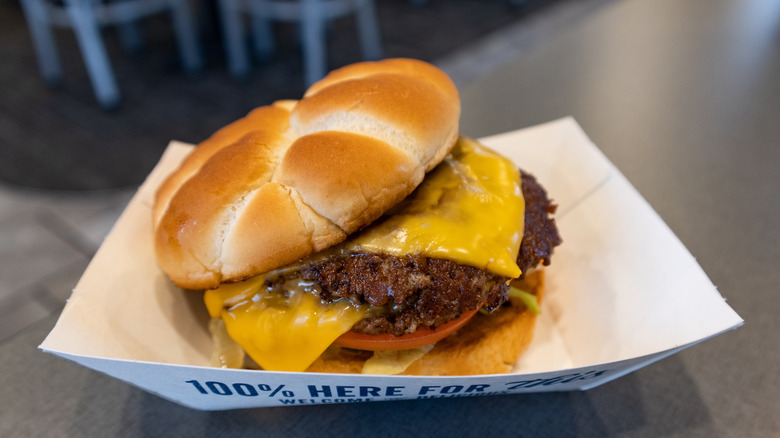 Culver's butter burger in paper tray