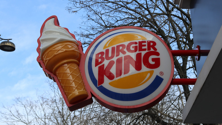 An outdoor Burger King sign with an accompanying ice cream cone