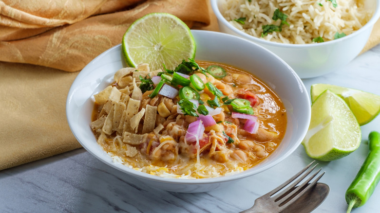 bowl of white chicken chili