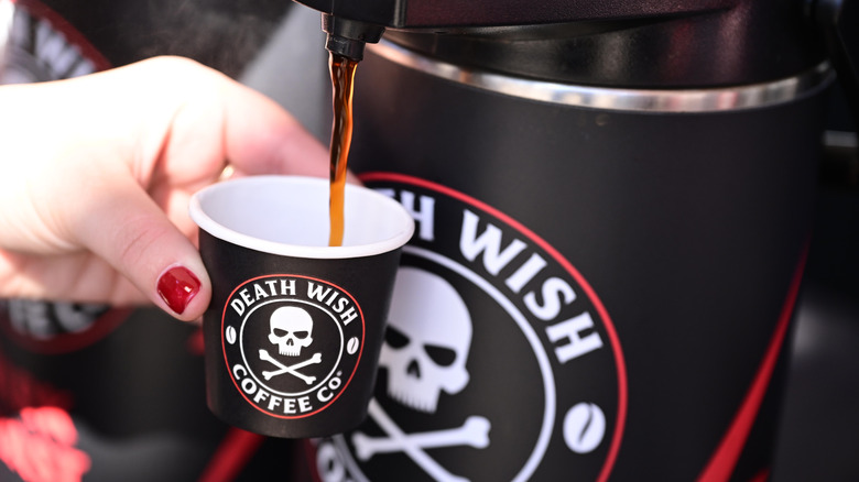pouring Death Wish coffee