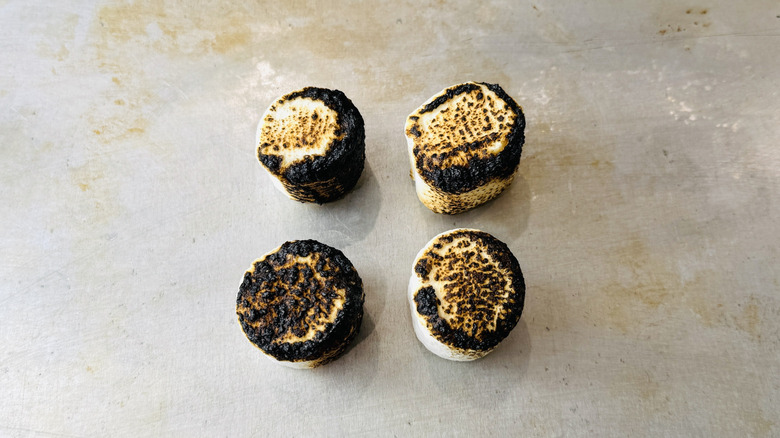 Toasted marshmallows on baking sheet