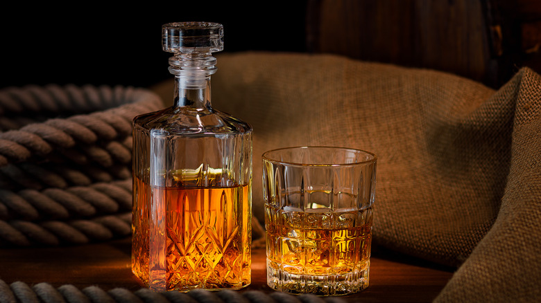 bottle and glass of bourbon