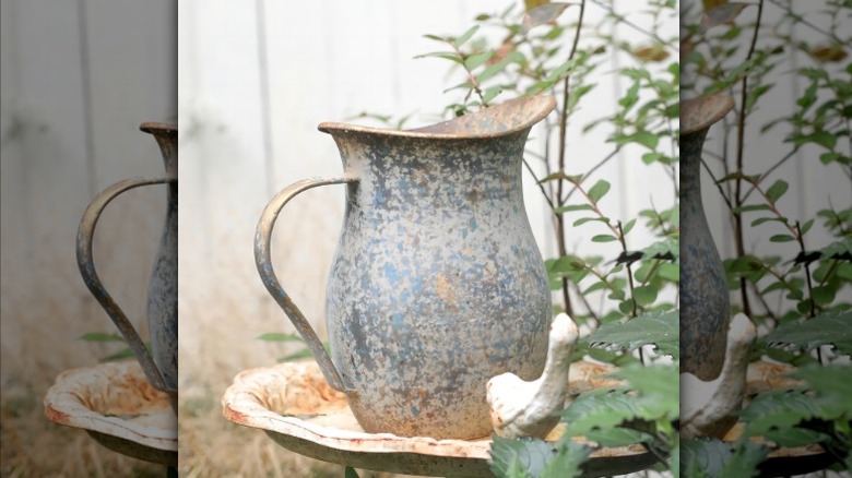 Flower vase in a garden